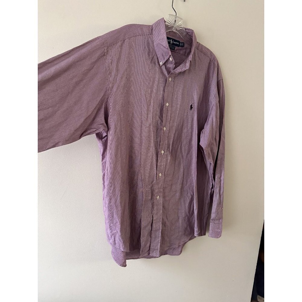 VINTAGE Polo Ralph Lauren Yarmouth 100%  Cotton CheckDress Shirt Size 16.5 34/35